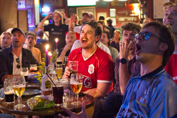 fans watching sport at Skehan's pub
